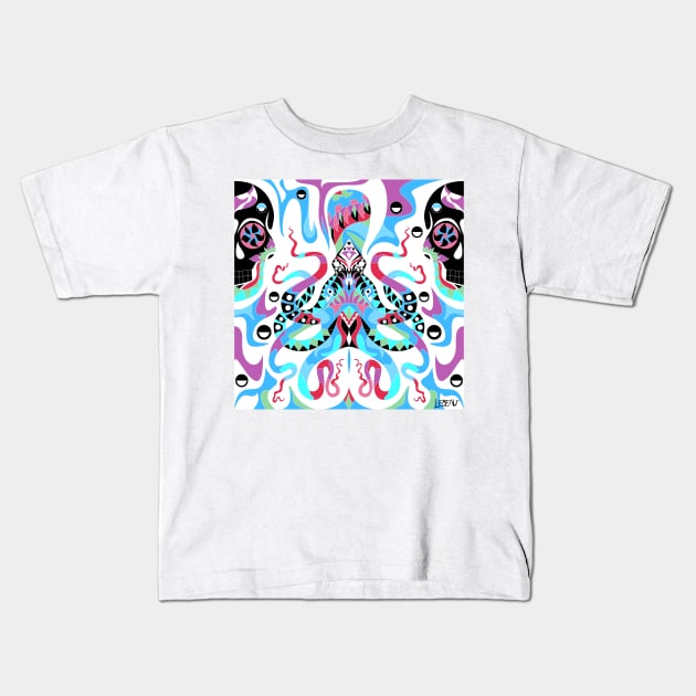 the magical kraken kaiju pattern art in ecopop wallpaper Kids T-Shirt by jorge_lebeau